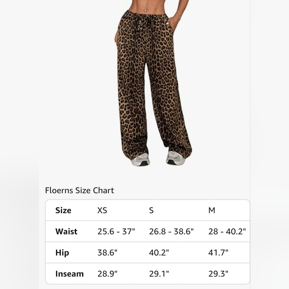 Stylish Leopard Print Wide-Leg Oversized Pants W Pockets & Adjustable Drawstring - Picture 7 of 13